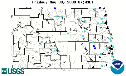 Map of flood and high flow conditions (North Dakota)
