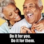 Older couple having fun and smiling, woman helping man with tie