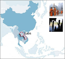 Map of Southeast Asia that highlights Laos' location.