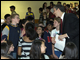 Secretary Arne Duncan hears from students at Jackson Language Academy, a K-8 magnet school in Chicago, Il., specializing in world languages.  About 550 students representing diverse racial, ethnic and religious backgrounds attend Andrew Jackson. Teachers and staff guide and assist students as they prepare for opportunities and careers of the twenty-first century.