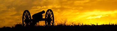 cannon at sunset on Antietam Battlefield