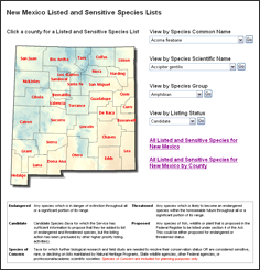 Click here to view the New Mexico Listed and Sensitive Species Lists