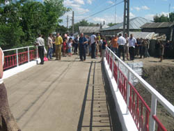 Photo of the the new bridge in Matca village during its official inauguration.