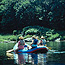 A family enjoys rafting on the Delaware River