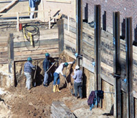 Workers at an excavation site
