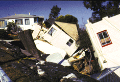 Houses in Oakland, Calif., destroyed by landslide during the 1997-98 El Nino.