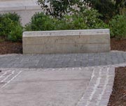 Photo of bench once it was placed in the Ariel Rios South Courtyard.