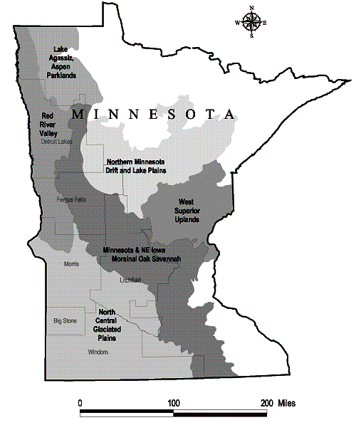 Map showing ecosystems of Minnesota - Credit:  U.S. Fish and Wildlife Service / 