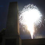 Fireworks  behind the US Monument and Cowpens National Battlefield Visitor Center