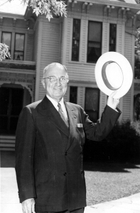 Former President Truman in front of his Independence, MO home.