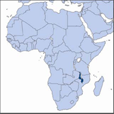 Image of an African regional map, with Malawi highlighted.