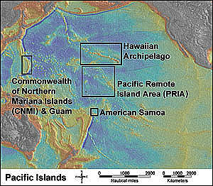 Map of the Pacific Ocean.