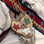 Detail of a volunteer's intricate costume at the annual Brigade Encampment special event.