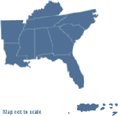 Map of the Southeast Region