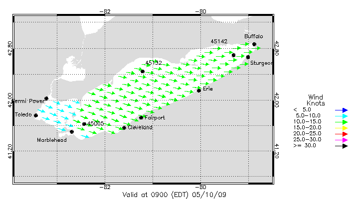 Lake Erie Wind Direction and Speed Forecast