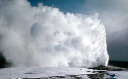 Old Faithful in winter