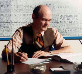 A Lab expert working to break a code in the 1970s