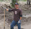 Andrew Uchida, great-grandson of Merritt Park landscape artist Kuichiro Nishi, volunteered to help excavate at Manzanar NHS.