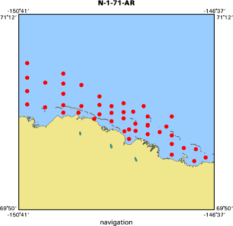 N-1-71-AR map of where navigation equipment operated