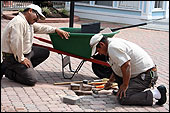 two workers on a building site