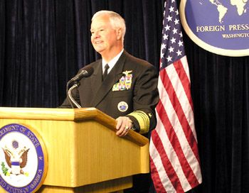 Date: 07/28/2009 Location: Washington DC Description: Adm. Timothy Keating, commander, PACOM, briefs on the U.S. military mission in the Pacific region at the Washington Foreign Press Center on July 28, 2009. © State Dept Image