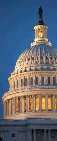 Picture of U.S. Capitol Building at night.