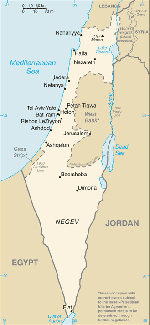 Israel, the West Bank and Gaza map