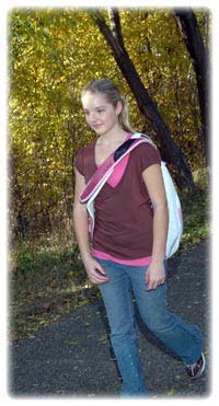 girl walking to school