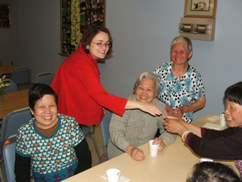 Commissioner Heather Howard meets with seniors in the Harrison Senior Center