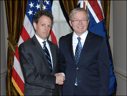 Photo: Treasury Releases Photo of Geithner, Rudd Bilateral Meeting