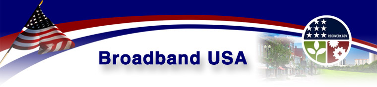 Red white and blue banner - Broadband USA