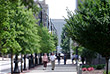 People walking in city park