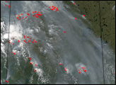 Fires in Central Canada