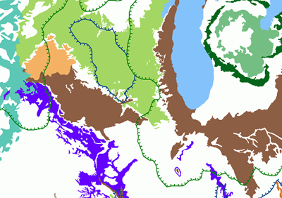 Map of aquifers and generalized glacial limits