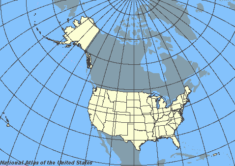 North America map drawn by web mapping services