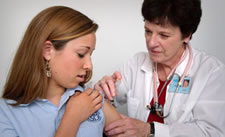 Girl getting immunized