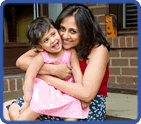 Mother and daughter embracing