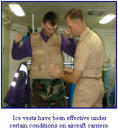 Ice vests have been effective under certain conditions on aircraft carriers.