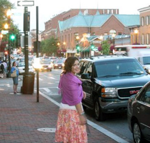 Photo of NIDA's intern, Giselle, walking in Georgetown