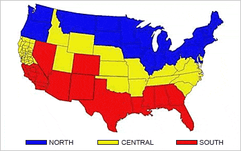 Map of US geographic regions.