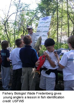 Fish Biologist Wade Fredenberg give a lesson in fish identification