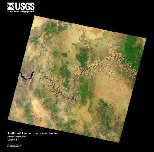 One millionth Landsat scene downloaded: This Landsat 5 satellite acquisition of the Grand Canyon on August 17, 2009 is one of the million scenes downloaded since October 1, 2008. 
 (USA)