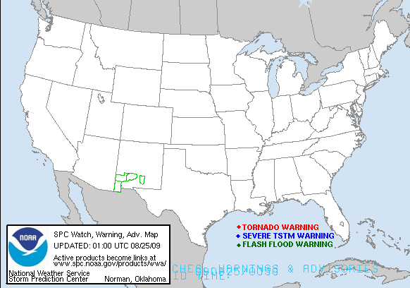 NWS/SPC Watch, Warning, Advisory Map