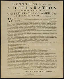 In Congress, July 4, 1776, a declaration by the representatives of the United States of America, in General Congress assembled.