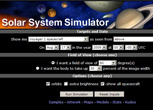 Fields to selct spacecraft, date and field of view on Solar System Simulator