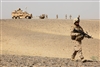 Cpl. William Medina walks through the desert during a census patrol.