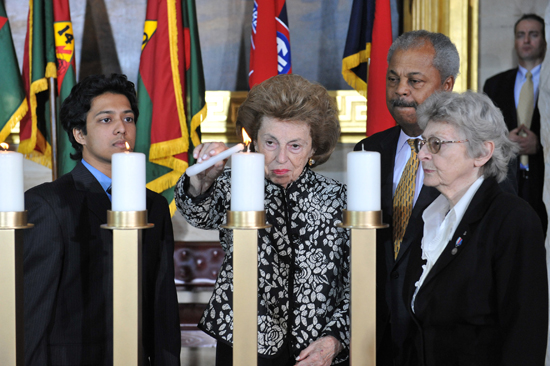 Congressman Donald M. Payne was one of three members of the House of Representatives chosen to light a candle at the ceremony organized by the United States Holocaust Memorial Museum.