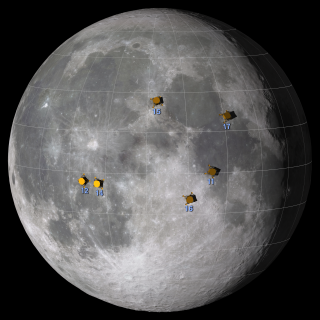 Print-resolution still image showing Apollo landing site locations with short shadows.