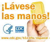 Lávese las manos con agua limpia y jabón. Para obtener más información consulte www.cdc.gov/h1n1flu/espanol/