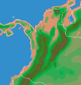 Map of topography in Columbia